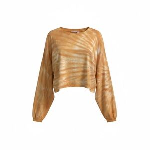 Maronie Mustard Tie Dye Cropped Long Sleeve Sweatshirt Made in USA Size M